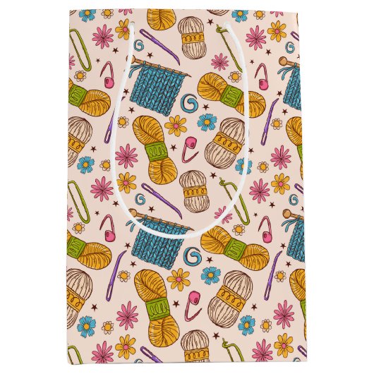 編み物ラブ ミディアムペーパーバッグ (正面)