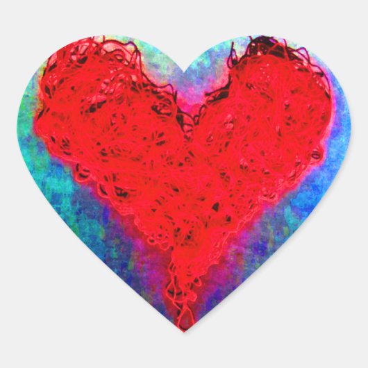 編み物レッドクラフトヤーンラヴハートバレンタインギフト ハートシール (正面)