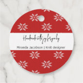 編み物レッド手書きパーソナル化可能 フェイバータグ (裏面)