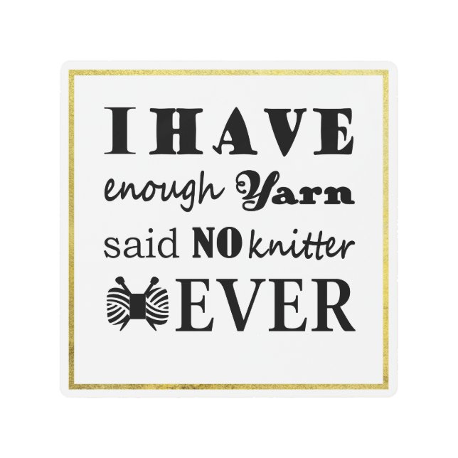 編み物不十分な糸フェイク金ゴールド縁ど工芸品 メタルプリント (正面)