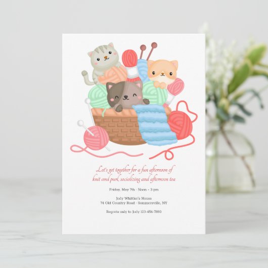 編み物円招待状 招待状 (スタンド正面)