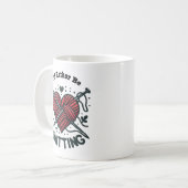 編み物大好き ハートの毛糸 グラフィック ニッター コーヒーマグカップ (正面左)
