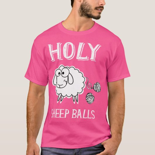 編み物好きな羊の面白いウール Tシャツ (正面)