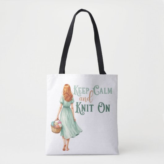 編み物好きのためのトートバッグ Keep Calm & Knit On トートバッグ (正面)