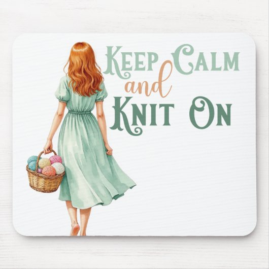 編み物好きのための「Keep Calm & Knit On」マウスパッド マウスパッド (正面)