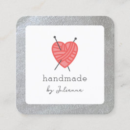 編み物小規模企業ラベル スクエア名刺