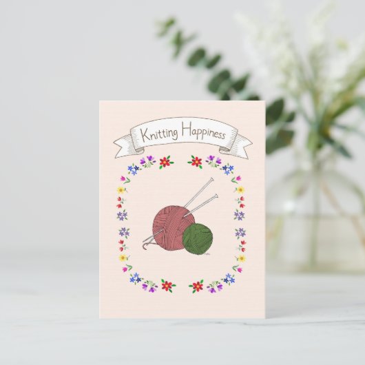 編み物愛好家のための編み物ハピネス葉書 ポストカード (スタンド正面)