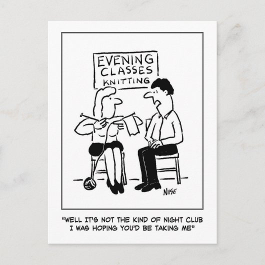 編み物成人教育夜間授業&ナイトクラブ ポストカード (正面)
