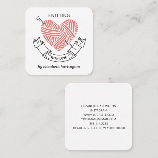 編み物手作りクロシェのクラフト用品ニッター スクエア名刺 (正面/裏面)