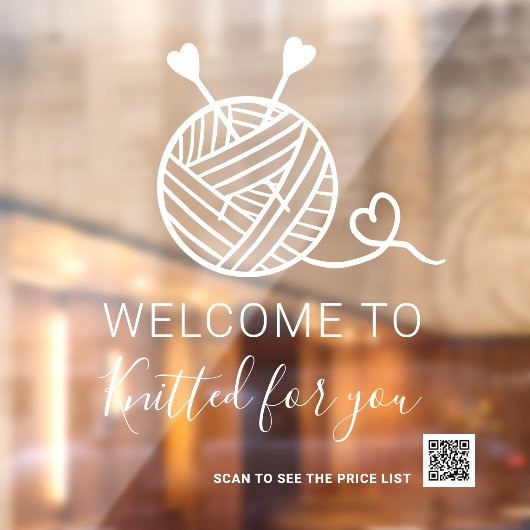 編み物手芸店ロゴ歓迎QRコード ウィンドウサイン (シート2)