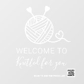 編み物手芸店ロゴ歓迎QRコード ウィンドウサイン (シート)