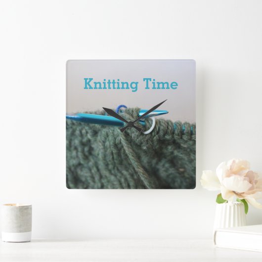 編み物時間ジョーク スクエア壁時計 (ホーム)