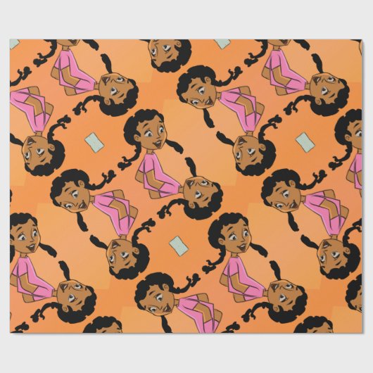 編み物漫画を描いたエスニック·ガール ラッピングペーパー (フラット)