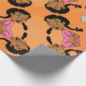 編み物漫画を描いたエスニック·ガール ラッピングペーパー (角)