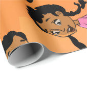 編み物漫画を描いたエスニック·ガール ラッピングペーパー (ロールコーナー)