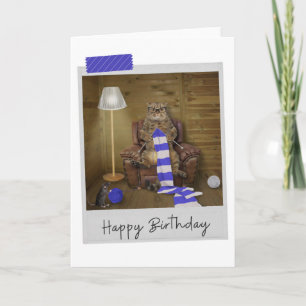 編み物猫おもしろい誕生日カード カード