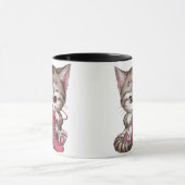 編み物猫とクラフト好きの子猫 マグカップ (中央)