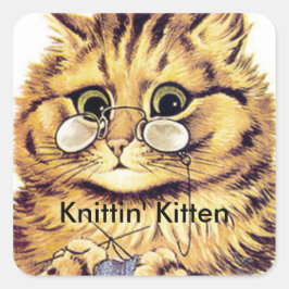 編み物猫スタンプNITTIN' KITTEN スクエアシール