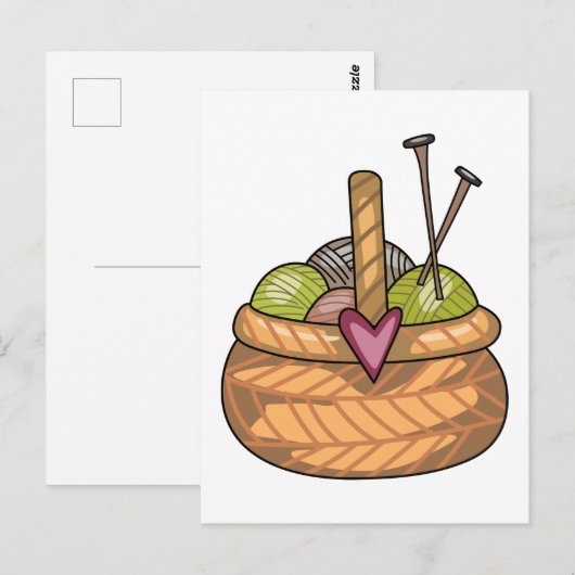 編み物籠 ポストカード (正面/裏面)