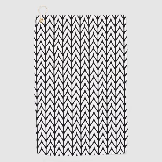 編み物糸のパターン黒と白の装飾 ゴルフタオル (正面)