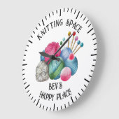 編み物糸の山 ラージ壁時計 (傾斜)