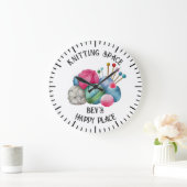 編み物糸の山 ラージ壁時計 (ホーム)