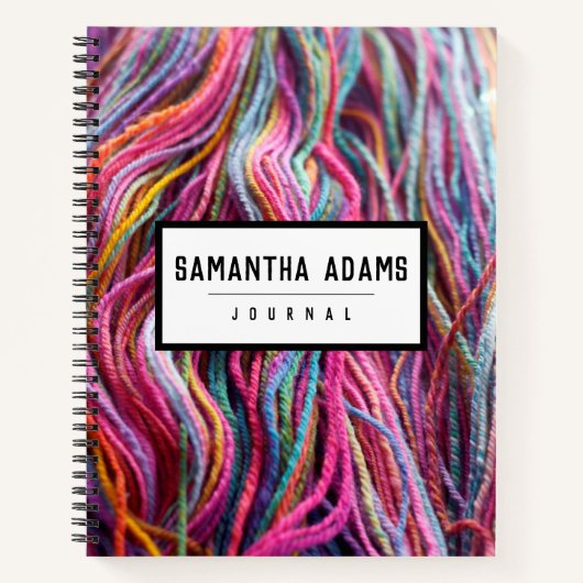 編み物糸ウール手紡ぎピンクマゼンタ ノートブック (正面)