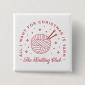 編み物糸愛好家のクリスマス 缶バッジ (正面)