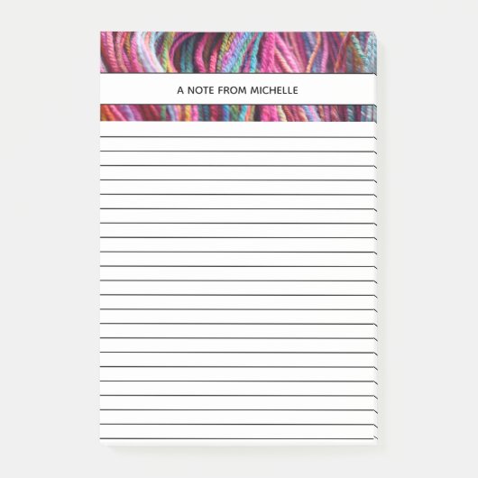 編み物糸手紡績ピンクマゼンタ ポストイット (正面)