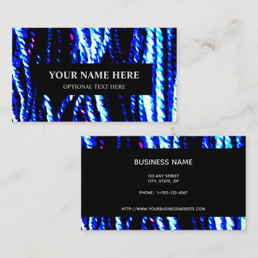 編み物糸手紡織抽象芸術青 名刺 (正面/裏面)