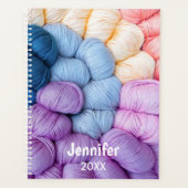 編み物糸玉カラフルパーソナライズされた名 プランナー手帳 (正面)