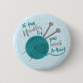 編み物編おもしろい糸針ユーモア 缶バッジ