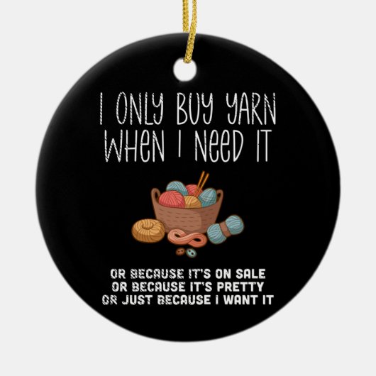 編み物編み物バスケット セラミックオーナメント (正面)