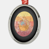 編み物編み物毛入りバスケット メタルオーナメント (左)