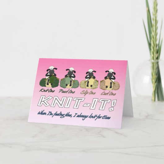 編み物羊のグリーティングカード – bの感じ場合 カード (正面)