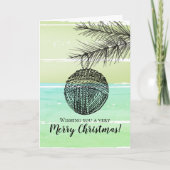 編み物製チェット糸パーソナライズされた写真クリスマス シーズンカード (正面)