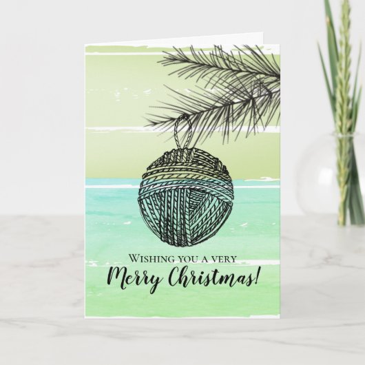 編み物製チェット糸パーソナライズされた写真クリスマス シーズンカード (正面)