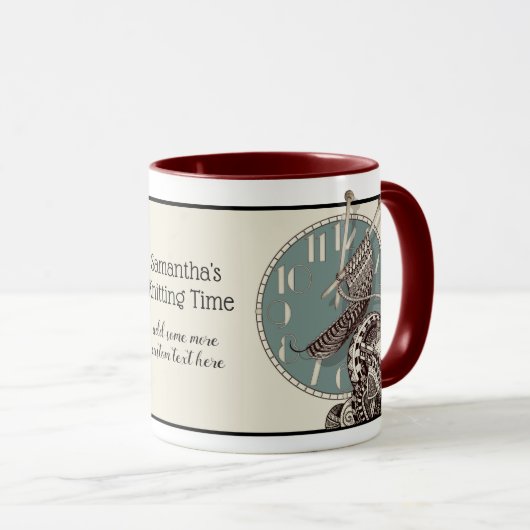 編み物針およびヤーンの落書きの芸術を編む時間 マグカップ (正面右)