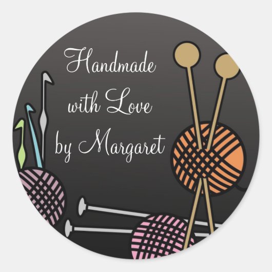 編み物針かぎ針糸ギフトラベル ラウンドシール (正面)