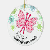 編み物針の蝶ヤーンのクリスマスのオーナメント セラミックオーナメント (左)