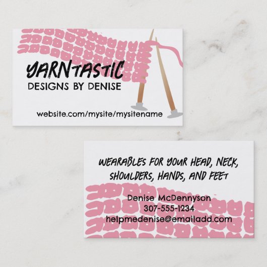 編み物針スカーフのオリーブ茶色の名刺 名刺 (正面/裏面)