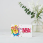 編み物針ヤーンのグランジな(ばちゃばちゃ)跳ねるの虹 名刺 (スタンド正面)