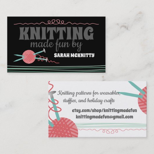 編み物針ヤーンの落書きの編機械の名刺 名刺 (正面/裏面)