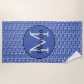 編み物針ヤーン工芸品名/イニシャルダーク ビーチタオル (正面)