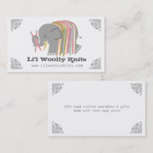 編み物針ヤーン象のマンモスカード 名刺 (正面/裏面)