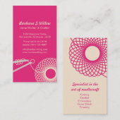 編み物針仕事ピンククリーム名刺 名刺 (正面/裏面)