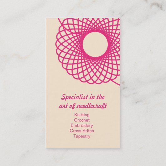 編み物針仕事ピンククリーム名刺 名刺 (裏面)