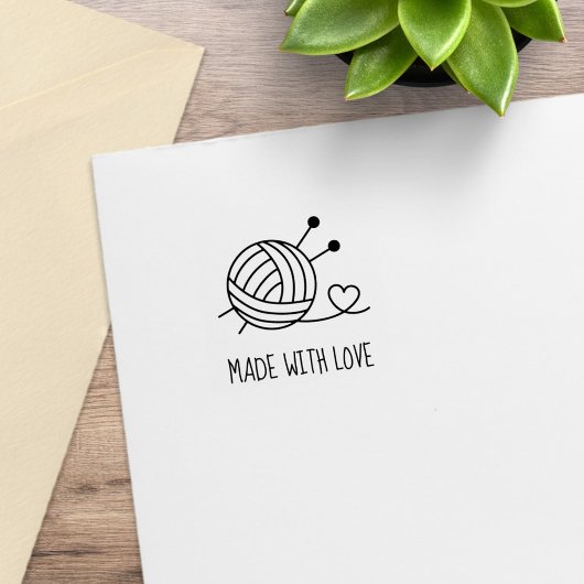 編み物針付き糸玉1x1 ラバースタンプ