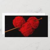 編み物針写真付き赤毛ハート (正面/裏面)