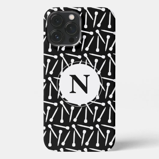 編み物針工芸品モノグラムダークアイフォンケース iPhoneケース (裏面)